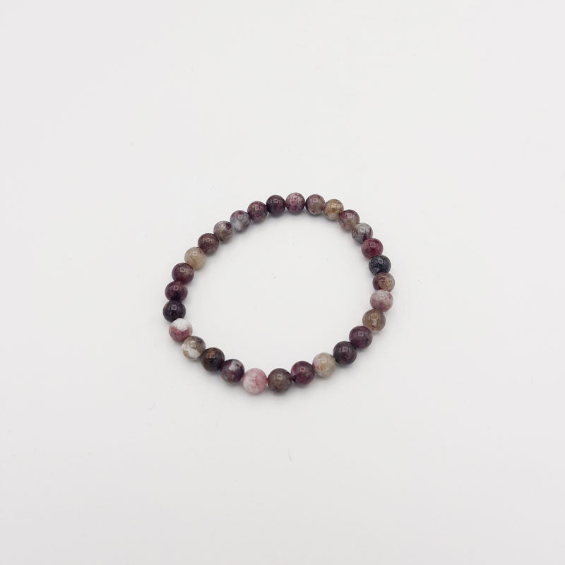 bracelet en perles ronde de tourmaline rubellite rose de 6mm