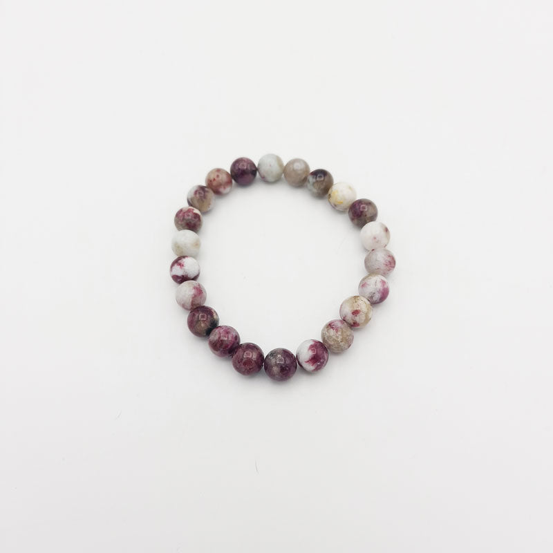 bracelet en perles ronde de tourmaline rubellite rose 8mm