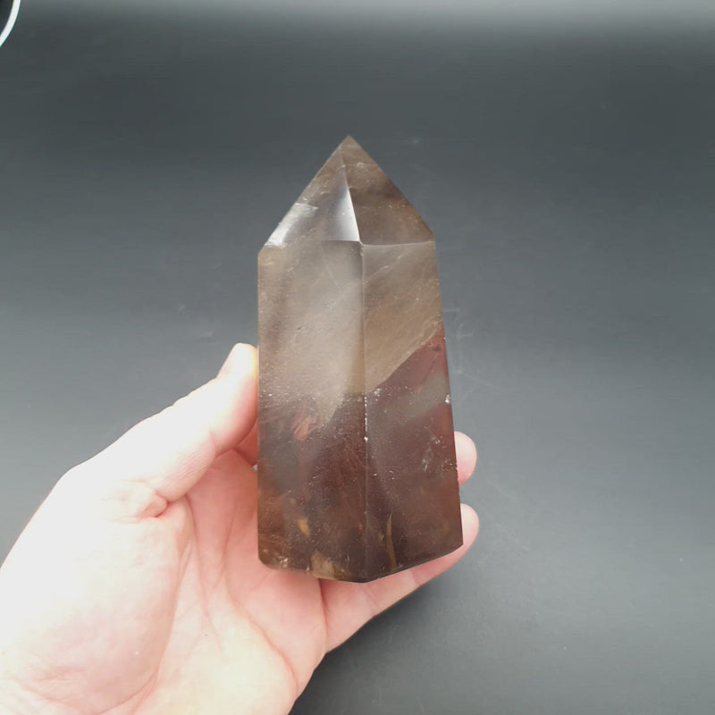 grande pointe de quartz fumé